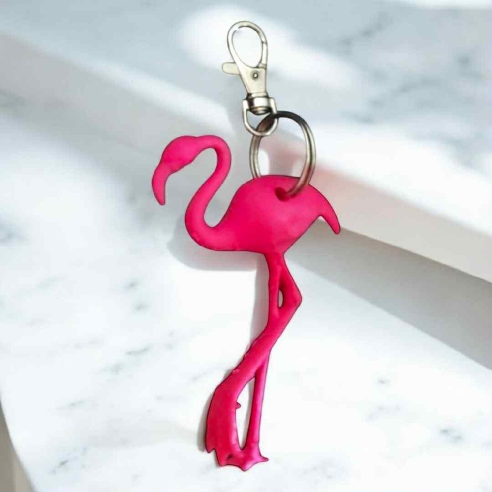 3D Printed Pink Flamingo Keychain Or Bag charm